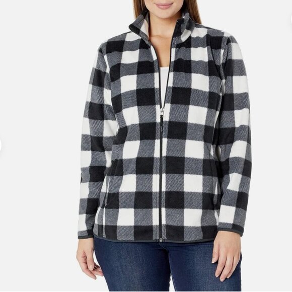 Amazon Essentials Polar Fleece Jacket - Size 1X - Black and White Full-Zip - Picture 5 of 5